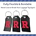 Shacke Initial Luggage Tag with Full Privacy Cover and Stainless Steel Loop - Black (Letter R)