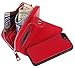 iPhone 5S/SE Wallet Case, HYSJY Magnetic Detachable PU Leather Wallet Purse for Women Men with Zipper, Credit Card Slots, Card Holer,Flip Slim Cover Case Fit iPhone 5/5S/SE (Zip-Red)