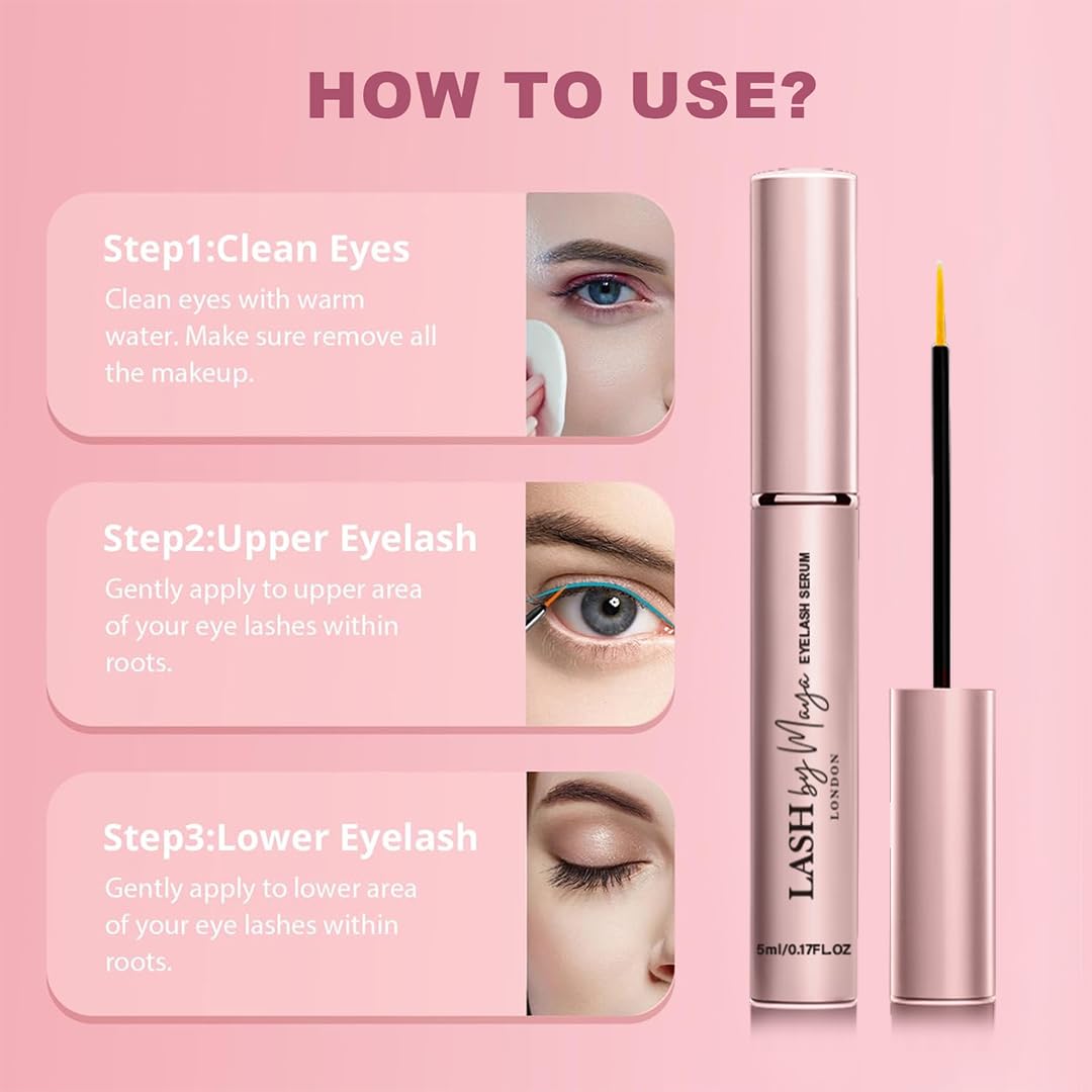 Lash by Maya Serum,Official Authentic LASH by Maya LONDON,Eyelash Growth Serum,Lash Enhancing,Cruelty Free, Made in the USA-5ml