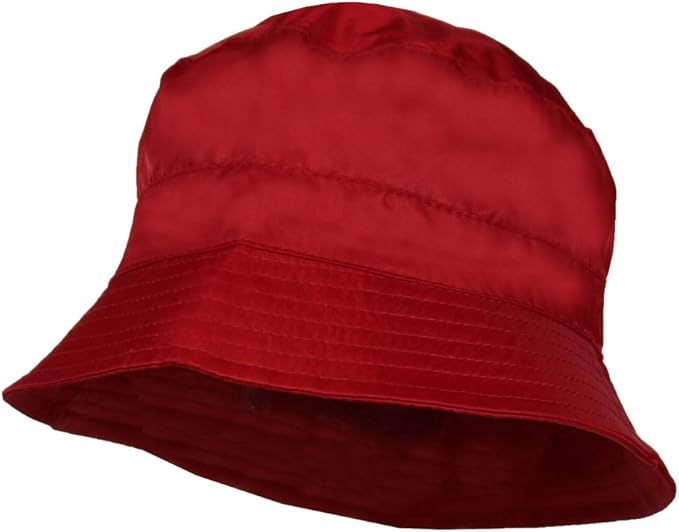 Red Waterproof Packable Rain Bucket Hat, Zip Pocket Foldable Crusher