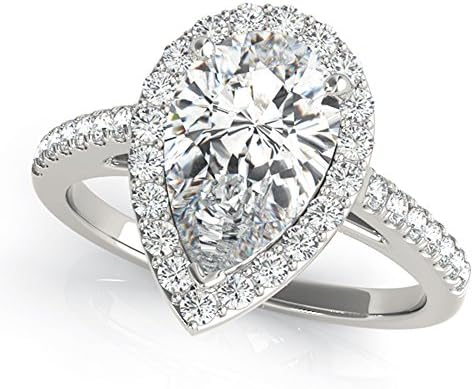 Solid 14K White Gold Certified 1.50 Ct Moissanite Hallmarked Gold Anniversary Rings Engagement Ring Womens Wedding Ring Color H-I Clarity VVS1 Moissanite Wedding Ring Size L M N O P Q R