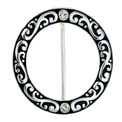 PammyJ Silvertone Filigree with Rhinestone Scarf Ring