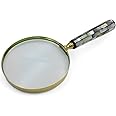 Meridian Nauticals Solid Brass Elegant Mother of Pearl Handle Magnifying Glass Handheld 10x Magnifying Glass Lens, Antique Magnifier, Reading, Inspection, Coin & Stamp, Astrologer.
