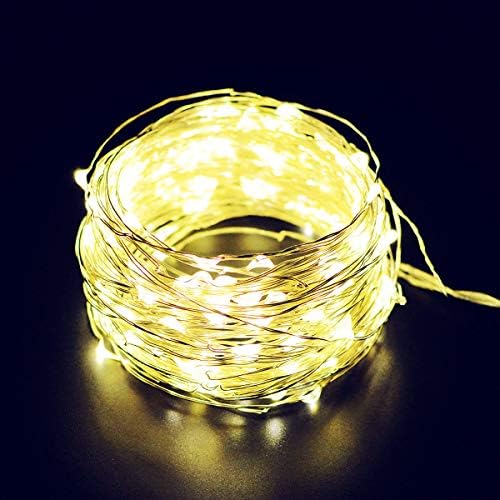 Hiistandd String Lights,65.6ft 200 LEDs Waterproof Copper Wire Lights,8 Lighting Modes,Plug in Starry Fairy String Lights Bedroom,Garden,Christmas Tree,Wedding,Party(Warm White)