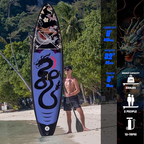 FEATH-R-LITE Tabla de Paddle Surf Inflable Multifuncional con Bomba Manual, Mochila Sup, Correa, Remo Ajustable, para Adultos de Todos los Niveles de Habilidad