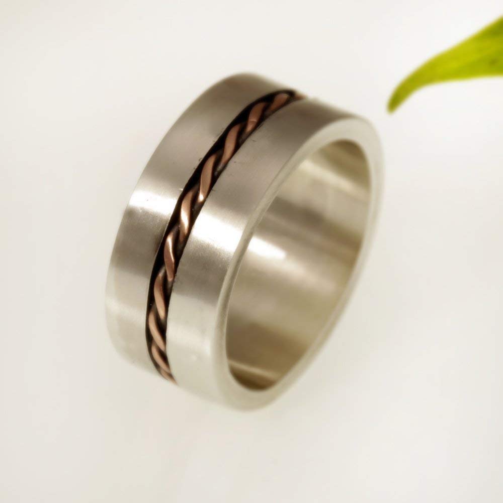 Amazon Com Men S Wedding Band Rustic Mens Ring Mens Wedding Ring Silver Copper Ring Man S Engagement Ring Unique Anniversary Ring Rs 1127 Handmade