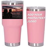 SilkWsy Custom Photo Tumbler Personalized Valentines Day Gifts for Him&Her Insulated Travel Coffee Mug with Any Picture&Text Multiple Color Options 20/30oz
