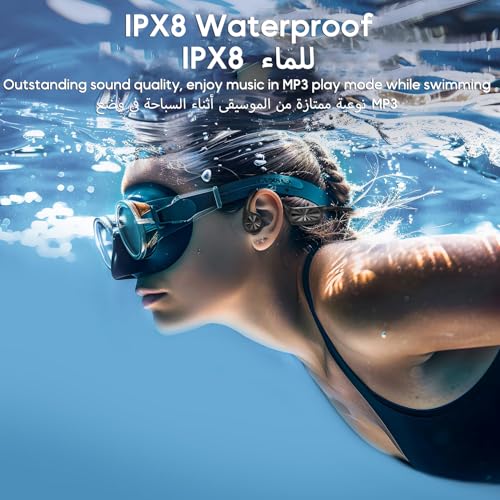 Swimming Headphones, Bone Conduction Headphones, Open Sports Earphones Wireless Bluetooth 5.4 Built-in MP3 player 32G Memory IPX8 Waterproof Earphones for Swimming