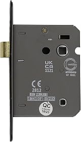 Decoranddecor Bathroom Mortice Lock 3 inch Matt Black Fire Rated UKCA CE view 3