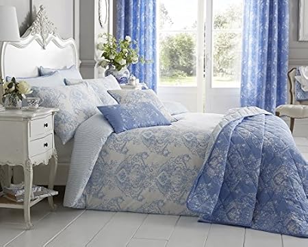Bellissimo Toile Duvet Set Polyester Cotton Blue King