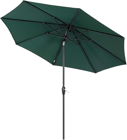 Amazon Com Tempera 9 Ft Auto Tilt Patio Umbrella Outdoor Garden Table Umbrella 8 Steel Ribs Forest Green Garden Outdoor