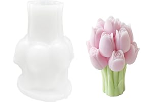 PEVOGON Tulips Candle Mold for Candle Making, 3D Silicone Mold for Resin Casting DIY Plaster Polymer Clay Home Decoration