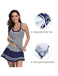 Bañador de dos piezas para dama con espalda cruzada y rayas