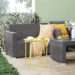 VECELO Metal Round End/Side Table with Removable