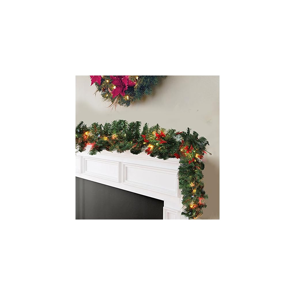 Flowerssea Guirnaldas de Navidad para escaleras, chimenea iluminada con