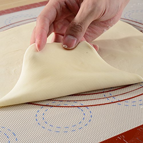 Sapid Non-stick Silicone Pastry Mat Macaron with Measurements（17.5''×27''） for Non-slip Dough Rolling Baking Mats, Table/Countertop Placemats and Fondant/Pie Crust/Cookie Sheet (1, Red) - Thumbnail 2
