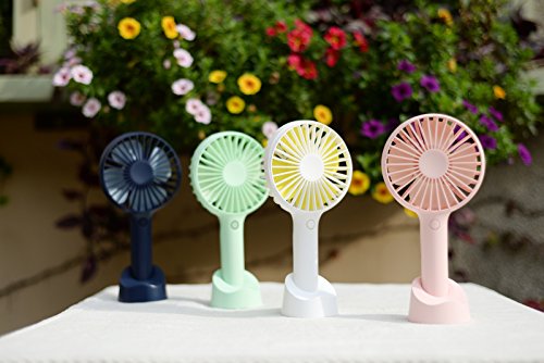 YIHunion Mini Handheld Fan Personal Portable USB Rechargeable Battery Powered Fan with Base, 2500mAh Batteryï¼Œ4 Modes for Home, Office, Bedroom and Outdoor travel(White)