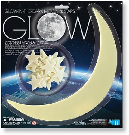 Amazon Com 4m Glow In The Dark Large Moon And Stars Toys Games