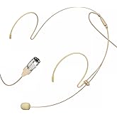 XHXJCYS Headset Microphone Headworn Double Over Ear Earset Hanging Condenser Omnidirectional Mic Compatible with Audio-Technica Wireless Bodypack Transmitter System with Hirose 4 Pin Plug