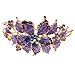 New purple Crystal Rhinestone gold tone metal big Flower design Headband #1212