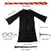 Kadou Kids 4Pcs Magical Wizard Costume Hooded Robe Role Play Dress up Set with Novelty Glasses,Tie and Wand for Children Age 3-8 Black