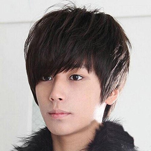 E Support™ Korean Anime Men Party Cool Boys Full Short Hair Cosplay Wigs Black