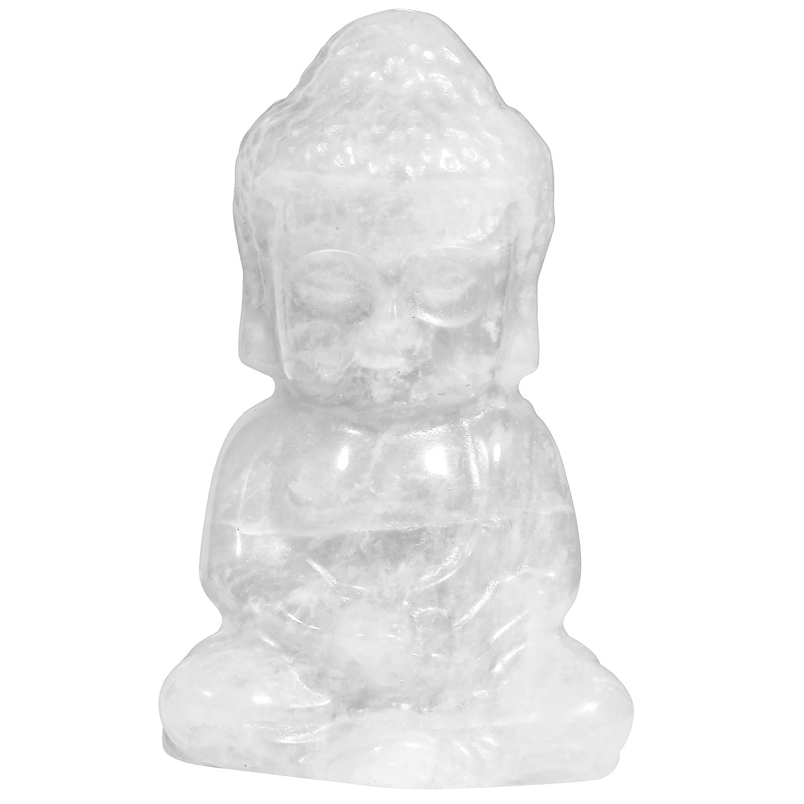 KYEYGWO Crystal Stone Baby Buddha Statue for Feng Shui Decor Natural Stone Portable Mini Buddha Figurine for Meditation Prayer Protection, Rock Quartz