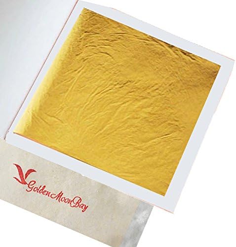 GoldenMoonBay Gold Leaf Sheets Gilding, Suitable for Arts, Crafts, Sculptures, Design Projects &amp; Decorations, (Not Edible), Size of each Sheet: 2.2" x 2" | (100 Sheets)