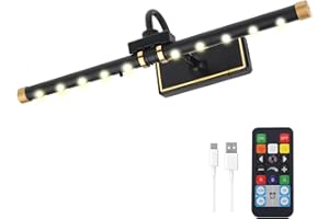 HOFUY Picture Light with Remote Control Rechargeable, 16In Wireless Painting Light Accent Light with Timer, stepless dimming, 3 Light Modes for Wall Paintings, Dartboard, Potrait, Picture Frame