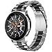 Supoix Compatible for Samsung Galaxy Watch (46mm )Bands, 22mm Soild Metal Stainless Steel Smart Watch Replacement Strap XL/Large for Galaxy Gear S3 Frontier/Gear S3 Classic-Black+Silver