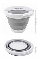 SAMMART Collapsible Bucket 5.5L White Grey Round TPE PP 25.5cm dia view 2