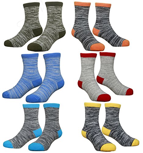 Hzcojulo (Hzcodelo) Little Kids Boys Fashion Cotton Crew Socks -BA-6 Pairs,S/Shoe size 7-10.5/2-4Years