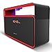 Bluetooth Speakers, Basse Portable Wireless Bluetooth Speakers with FM Radio, 10 Hour Playtime, Built-in Mic, Dual-Driver Enhanced Bass Surround BoomBox Subwoofer for Indoor / Outdoor - Red