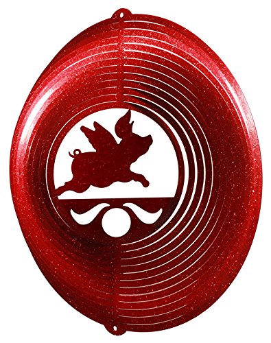 FLYING PIG CIRCLE Swirly Metal Wind Spinner