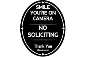 Ignixia No Soliciting Sign for House 4" x 5" Inches Smile You are on Camera Sign Digital Printed Oval Shape with Industrial Grade Adhesive No Soliciting Thank You Sign