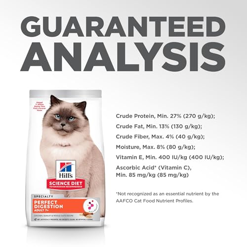 HILL’S SCIENCE DIET PERFECT DIGESTION, SENIOR ADULT 7+, DIGESTIVE SUPPORT, DRY CAT FOOD, CHICKEN, BARLEY, & WHOLE OATS, 6 LB BAG