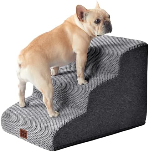 Hundetreppe für Kleine Hunde 40 cm Hoch, 3 Stufen, Grau