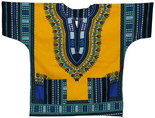 African Planet Trendy Hippie Festival Shirt Boho Party African Tribal Top Yellow