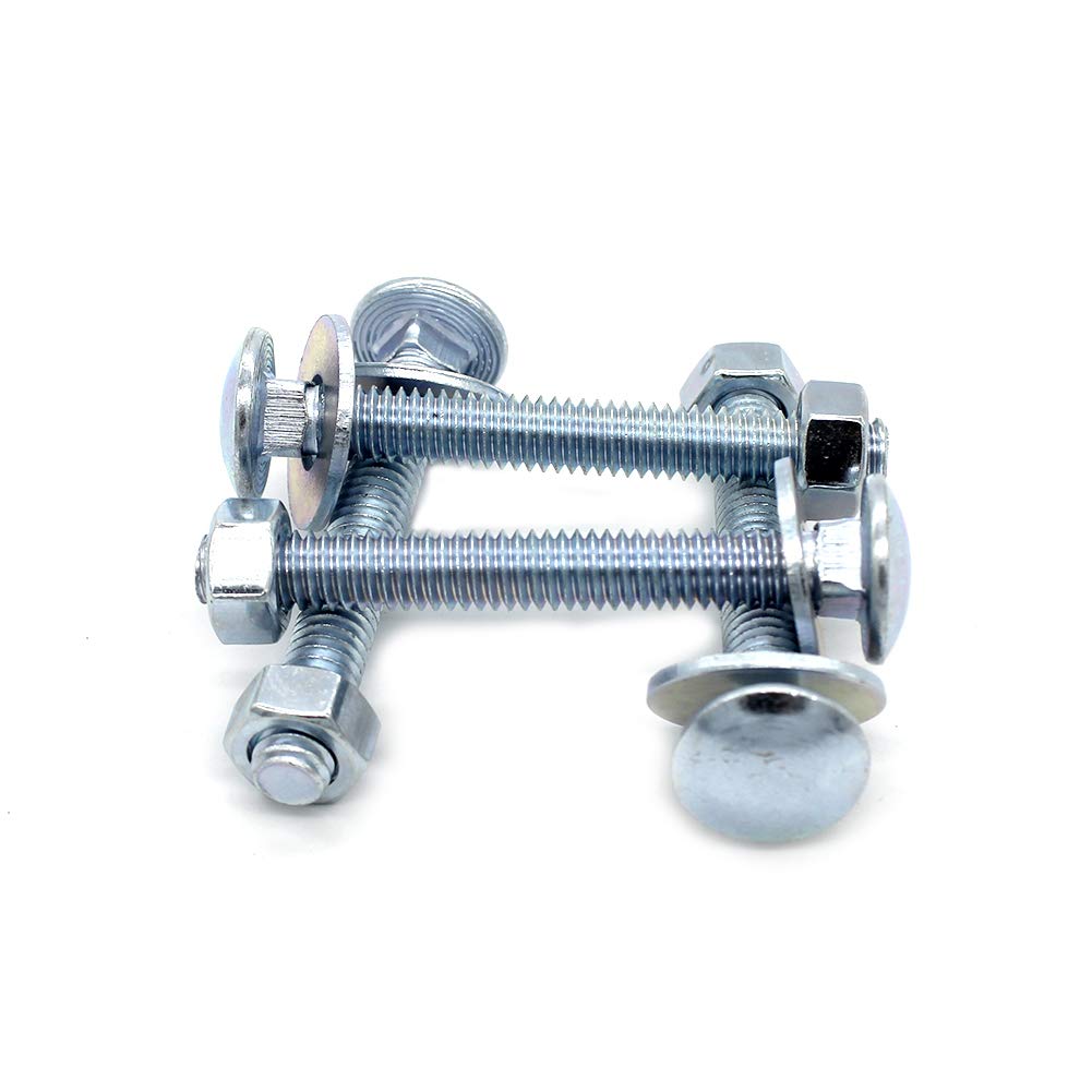 (8 pc)5/16-18 x 3-1/2" Long Square-Neck Carriage Bolts Set w/Nuts & Washers,Zinc-Plated,Carbon Steel Grade 2,by Fullerkreg