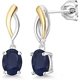 Gem Stone King Infinity Dangle Drop Earrings For Women | 925 Sterling Silver and 10K Yellow Gold | 8X6MM Oval Gemstone Birthstone | Fine Jewelry Gifts for Her Mom Women Wife