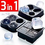 Ice Cube Set 3 in 1 - NEW 2018 - Best Ice Balls Skull Cube Silicone Molds BPA FREE - Chocolate Candy 3D Trays