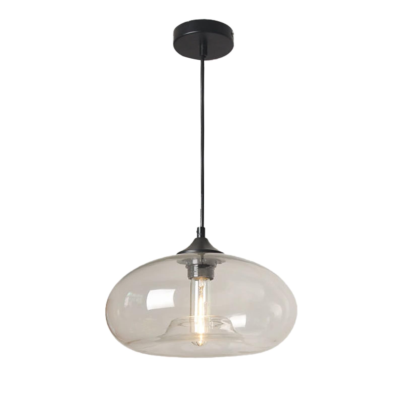 Tropibed Industrial Pendant Light, Colorful Glass Pendant Lighting Fixtures for Kitchen Island Farmhouse Creative Glass Pendant Light Shade Vintage Lamp Retro Ceiling Hanging Lamp (Transparent)