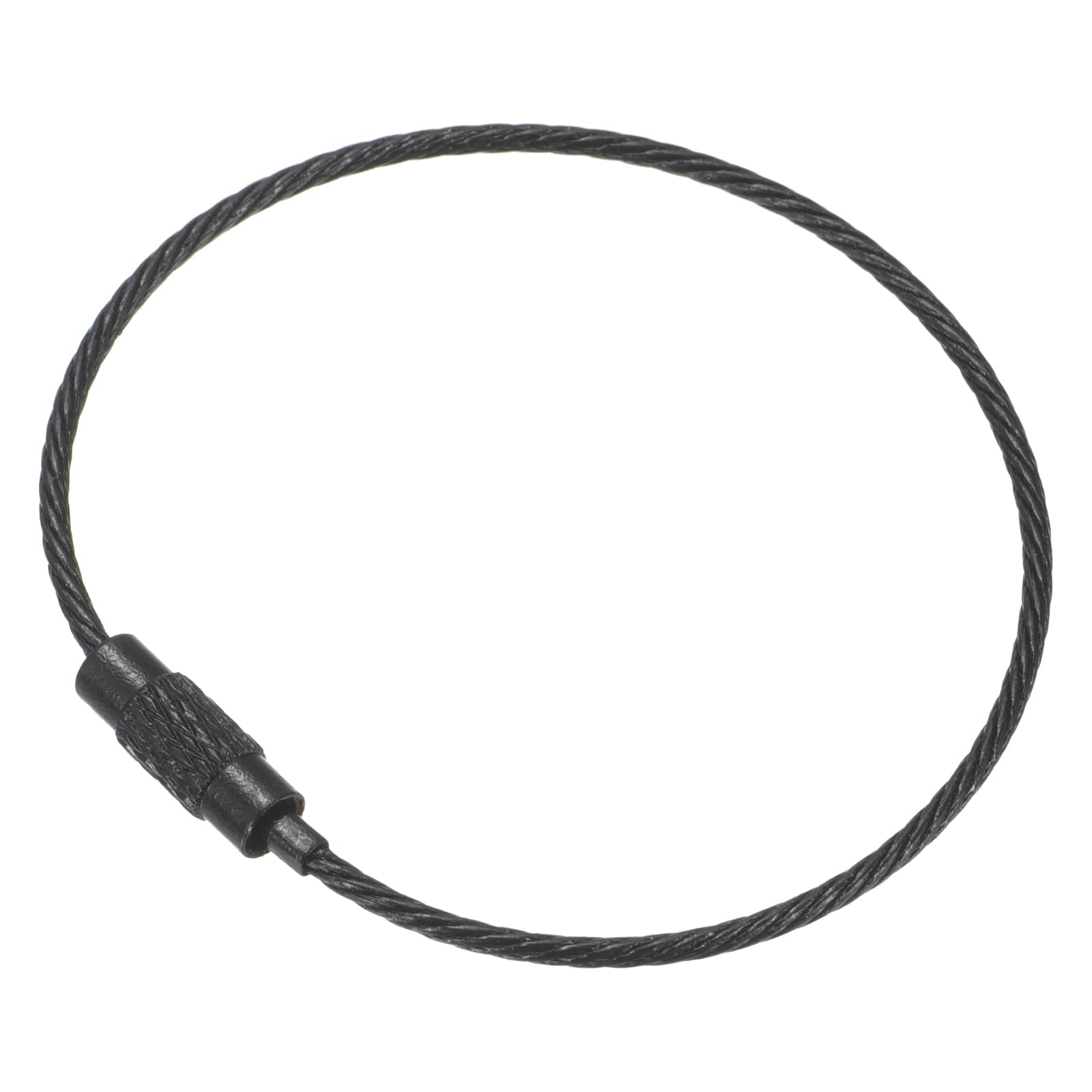 PATIKIL 6 Inch Length Wire Keychain Cable, 15 Pack Titanium Steel Key Ring Loop for Outdoor Hiking Sport, Black — image 1