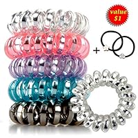 Spiral Hair Ties No Crease, Coil Hair Ties, Key Chain Hair Ties, Hair Ties Phone Cord, Colorful Ponytail Holder, Hair Accessories for women girls