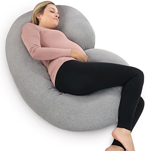 Full Body Pregnancy Pillow with Jersey Cover, C Shaped Pillow