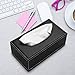 Sumnacon Tissue Box Cover Rectangle Leather Tissue Box Stylish Tissue Box Holder with Magnetic Bottom, Decorative PU Tissue Cover for Bathroom Living Room Bedroom Table Desk Home Office Car, Black