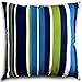 Decorative Square 18 x 18 Inch Throw Pillows (Indoor/Outdoor) - Blue, Green & White Stripe Cushion
