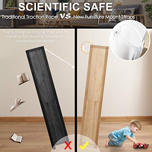 Furniture Straps,12 Pack Baby Proofing Anti Tip Furniture Anchors Kit, Cabinet Wall Anchor, Adjustable Child Safety Straps Protect Toddlers & Pet from Falling Furniture