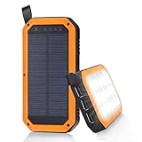 BESWILL Solar Charger, 15000mAh 3 USB Ports and Super Bright LED Light Portable Solar External Battery Power Bank Phone Charger Compatible for Samsung, Android and Other Smart Devices