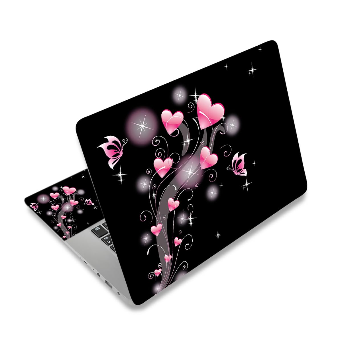 Laptop Skin Sticker Decal,12" 13" 13.3" 14" 15" 15.4" 15.6 inch Laptop Vinyl Skin Sticker Cover Art Protector Notebook PC (Free 2 Wrist Pad Included), Decorative Waterproof Removable, Pink Hearts
